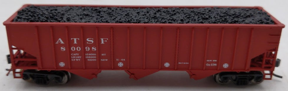 Bluford Shops 14063 N Scale Santa Fe 70T 3 Bay 14 Panel Rib Side Hooper #80098 EX/Box