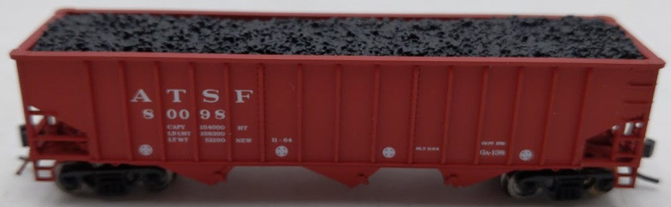 Bluford Shops 14063 N Scale Santa Fe 70T 3 Bay 14 Panel Rib Side Hooper #80098 EX/Box