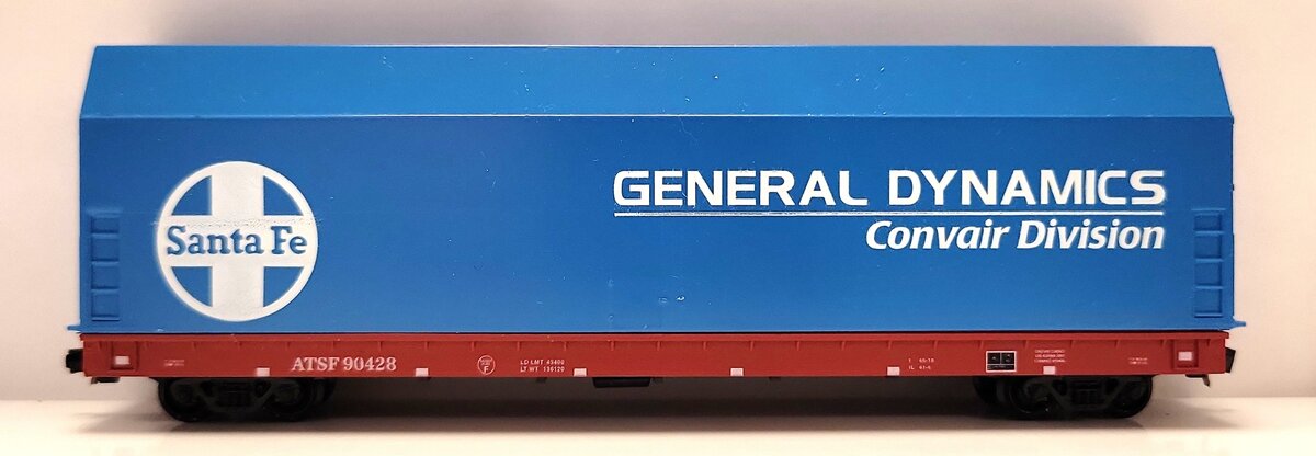 LBF 5606 N Scale SANTA FE General Dynamics Blue Skybox 60' Flat Car #90428 LN/Box