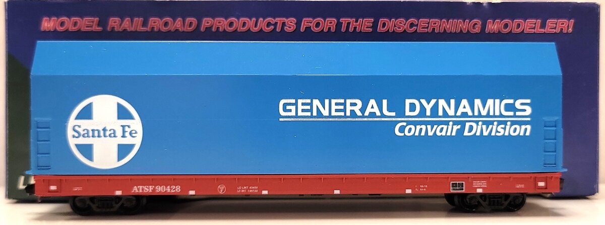 LBF 5606 N Scale SANTA FE General Dynamics Blue Skybox 60' Flat Car #90428 LN/Box