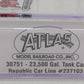 Atlas 30751 N Scale Republic Car Line 23,500 Gallon Tank Car #237103 EX/Box