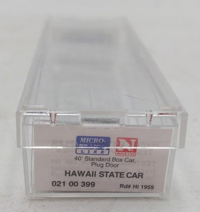 Micro-Trains 02100399 N Scale Hawaii State 40' Standard Plug Door Boxcar #1959 EX/Box