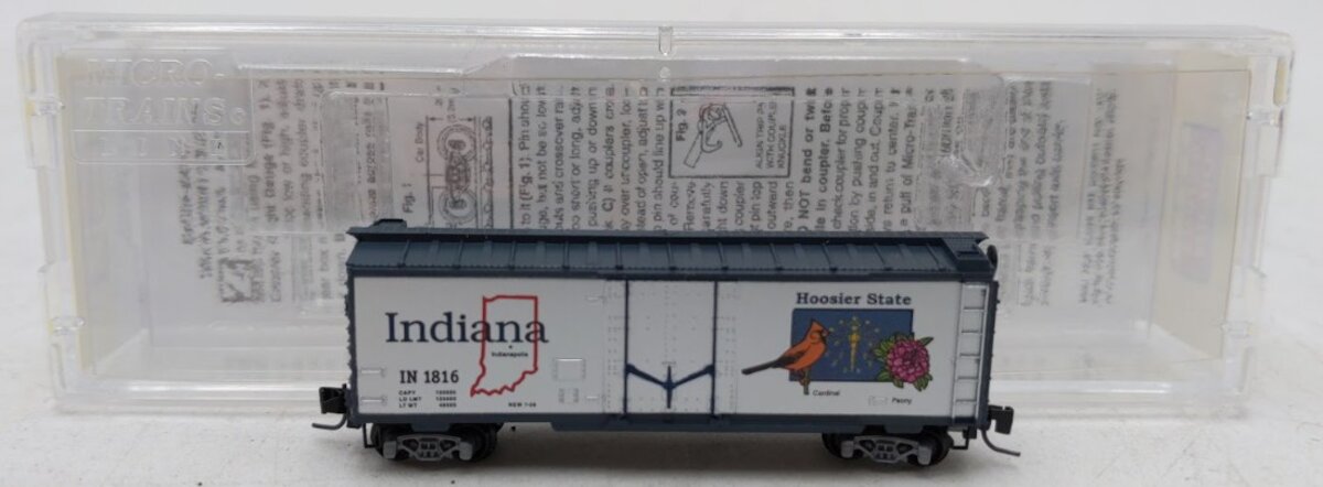 Micro-Trains 50200513 Z Scale Indiana State 40' Steel Plug Door Boxcar #1816 EX/Box