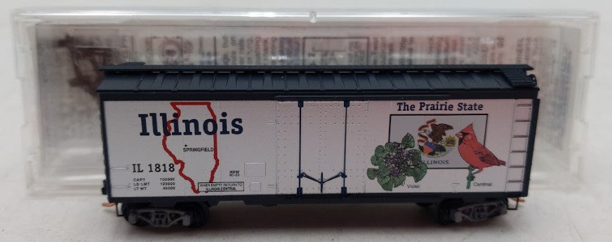 Micro-Trains 02100320 N Scale Illinois State 40' Standard Plug Door Boxcar #1818 EX/Box