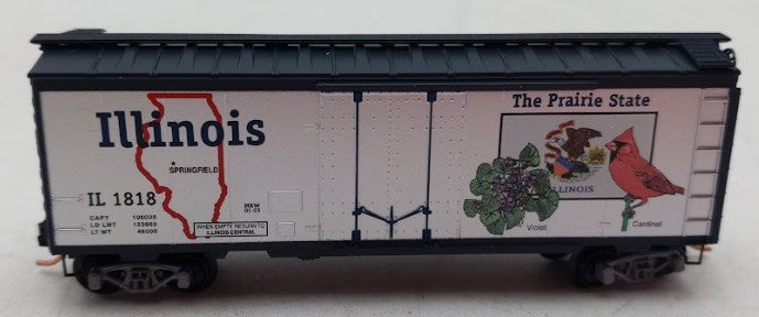 Micro-Trains 02100320 N Scale Illinois State 40' Standard Plug Door Boxcar #1818 EX/Box