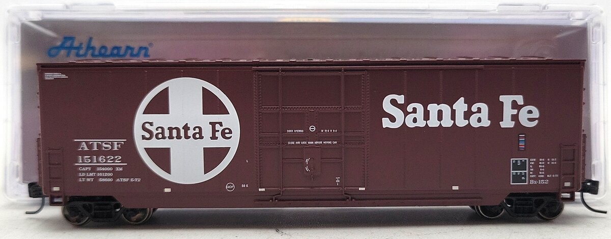 Athearn ATH1464 N Scale Santa Fe 50' High Cube Smooth Side Boxcar #151622 LN/Box