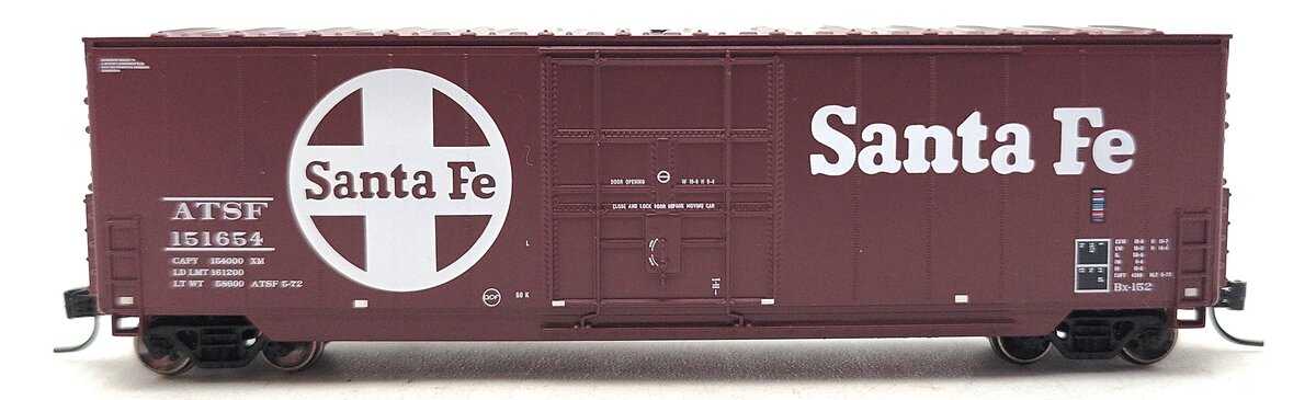 Athearn ATH1465 N Scale Santa Fe 50' High Cube Smooth Side Boxcar #151654 EX/Box
