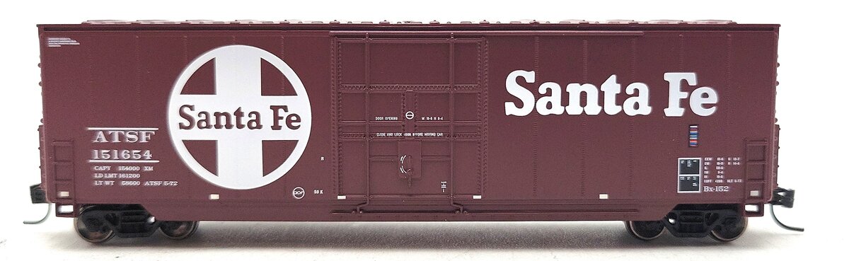 Athearn ATH1465 N Scale Santa Fe 50' High Cube Smooth Side Boxcar #151654 EX/Box