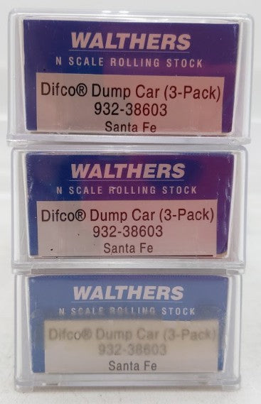 Walthers 932-38603 N Scale Santa Fe Difco Dump Car Set (3-Pack) LN/Box