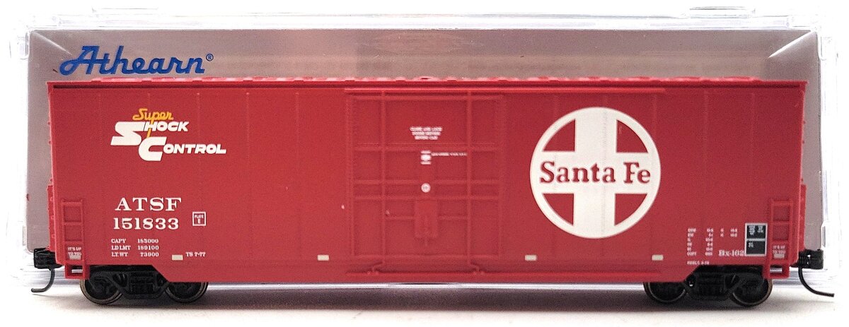 Athearn 3766 N Santa Fe 50' Smooth High Cube Plug Door Box #151833 LN/Box