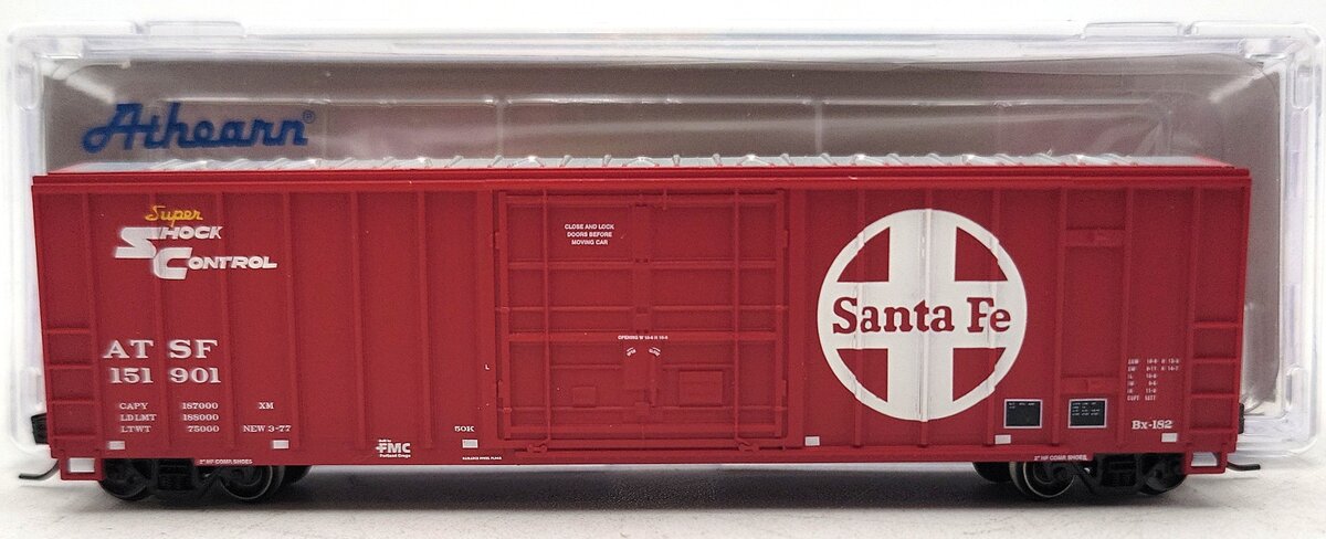 Athearn 24212 N Scale Santa Fe 50' FMC Plug Door Boxcar #151901 EX/Box