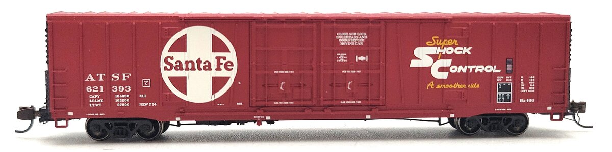 BLMA Models 18042 N Santa Fe Bx-166 60' Super Shock Control DD Boxcar #621393