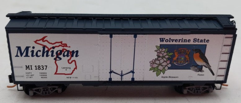 Micro-Trains 02100395 N Scale Michigan State 40' Standard Plug Door Boxcar #1837 EX/Box