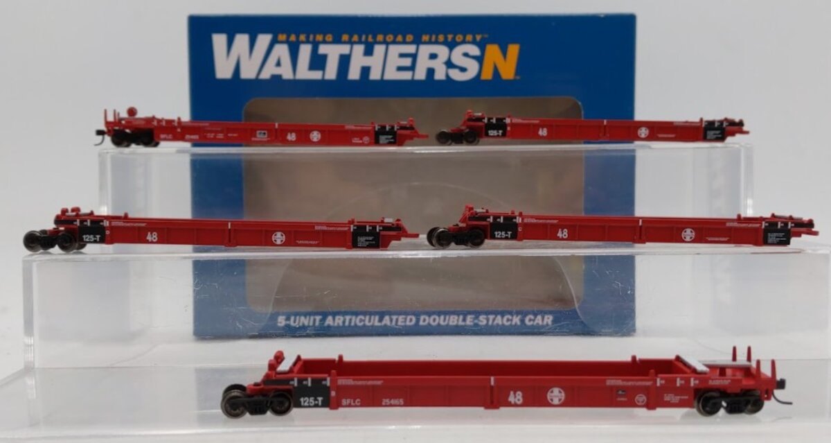 Walthers 929-8103 N Santa Fe Thrall Articulated 48' Well Car #254165 (Set of 5) LN/Box