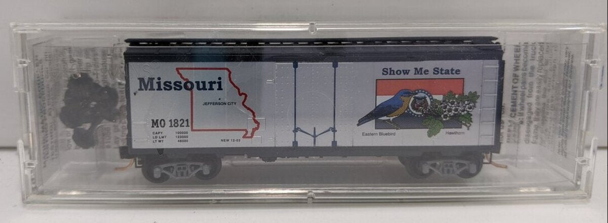 Micro-Trains 02100373 N Scale Missouri 40' Standard Plug Door Boxcar #1821 LN/Box