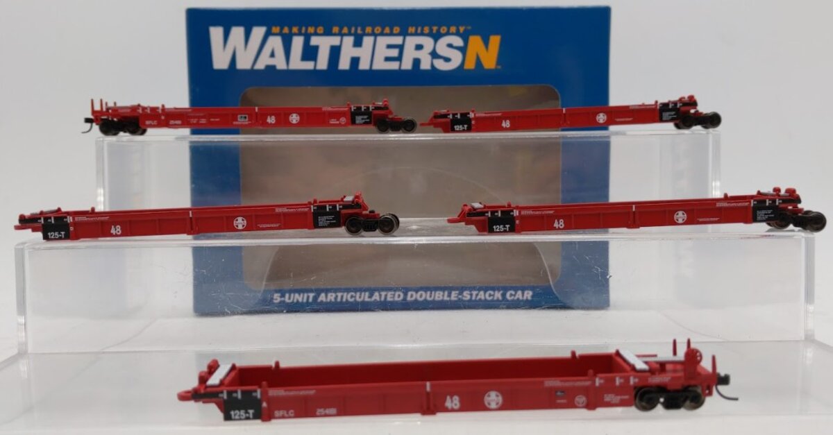 Walthers 929-8104 N Santa Fe Thrall Articulated 48' Well Car #254181 (Set of 5) LN/Box