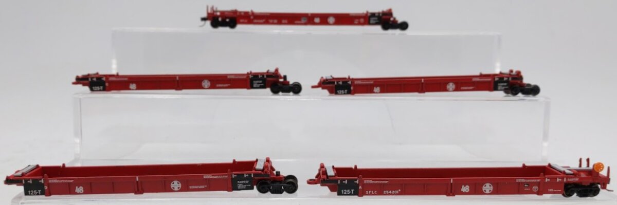 Walthers 932-8102 N Scale Santa Fe Articulated Double Stack Car (Set of 5) EX/Box