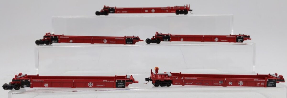 Walthers 932-8102 N Scale Santa Fe Articulated Double Stack Car (Set of 5) EX/Box