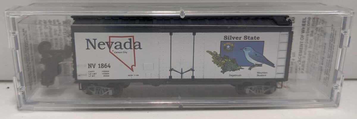 Micro-Trains 02100407 N Scale Nevada State 40' Standard Plug Door Boxcar #1864 LN/Box