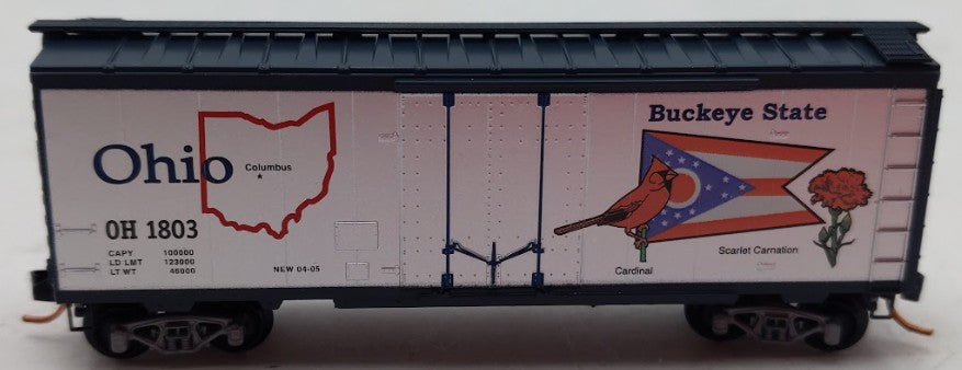 Micro-Trains 02100389 N Scale Ohio State Car 40' Standard Plug Door Boxcar #1803 LN/Box