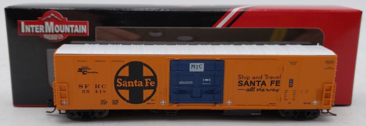 InterMountain 68824-08 N Scale Santa Fe R70-20 Mechanical Reefer Car #55418 EX/Box