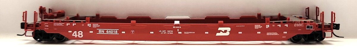 Athearn 23142 N Scale Burlington Northern 48' Husky Stack Car #64018 LN/Box