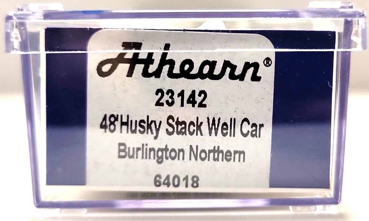 Athearn 23142 N Scale Burlington Northern 48' Husky Stack Car #64018 LN/Box