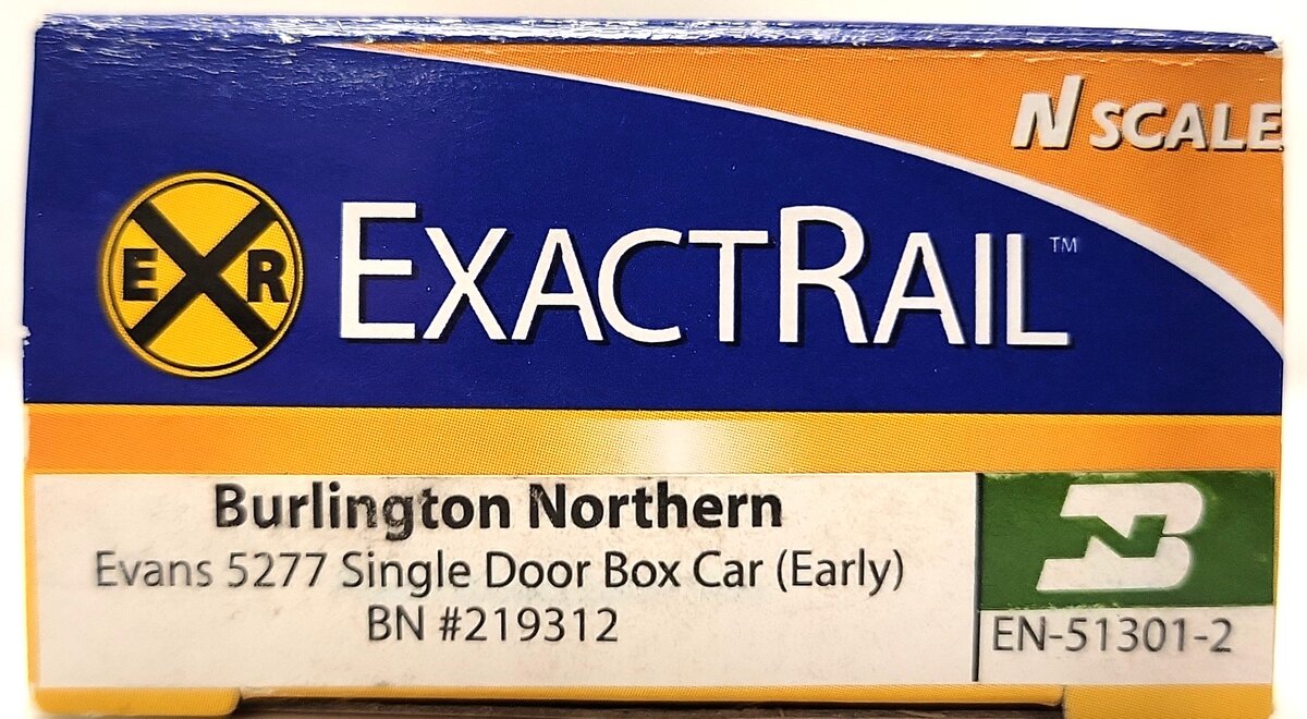 ExactRail EN-51301-2 N Burlington Northern Evans 5277 Single Door Boxcar #219312 LN/Box