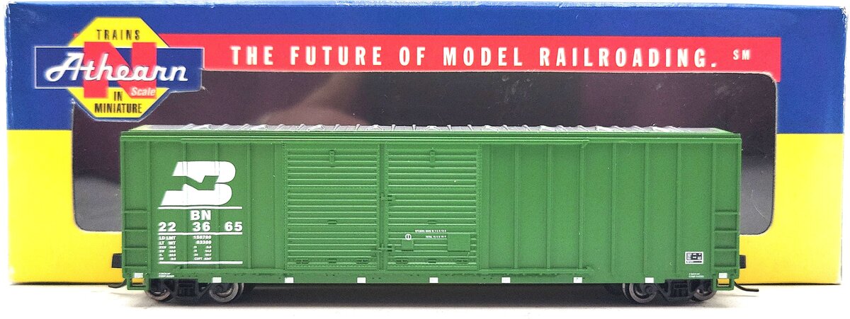 Athearn 11284 N Scale BN 50' FMC Offset Double Door Boxcar #223665 LN/Box