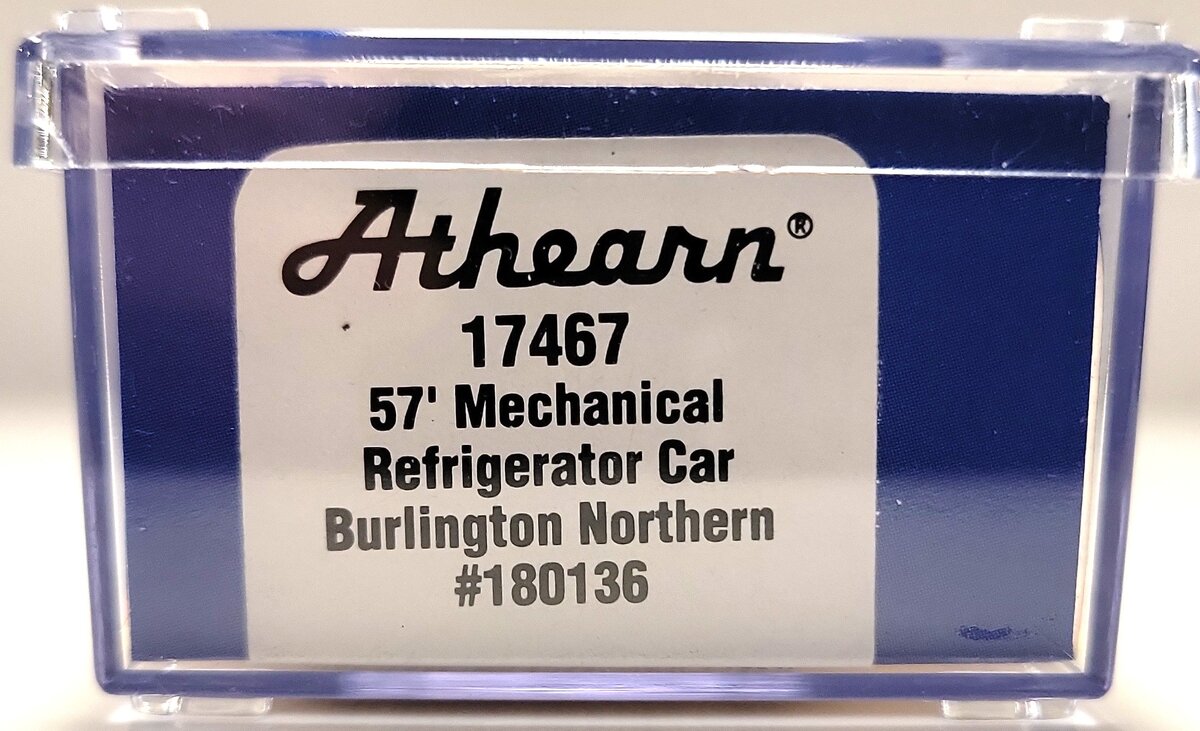 Athearn 17467 N Scale Burlington Northern 57' Mechanical Reefer Car #180136 LN/Box