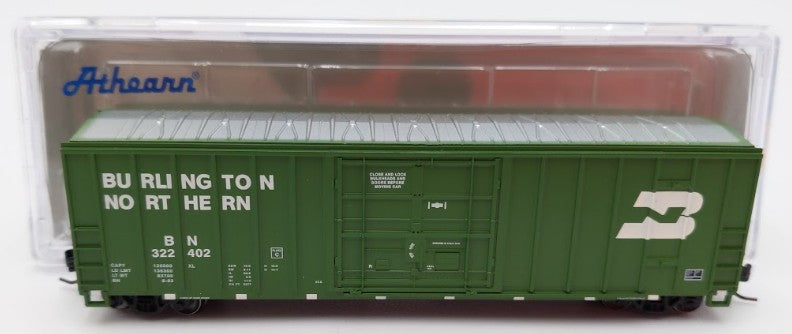 Athearn 24215 N Scale Burlington Northern 50' FMC Plug Door Box Car #322402 EX/Box