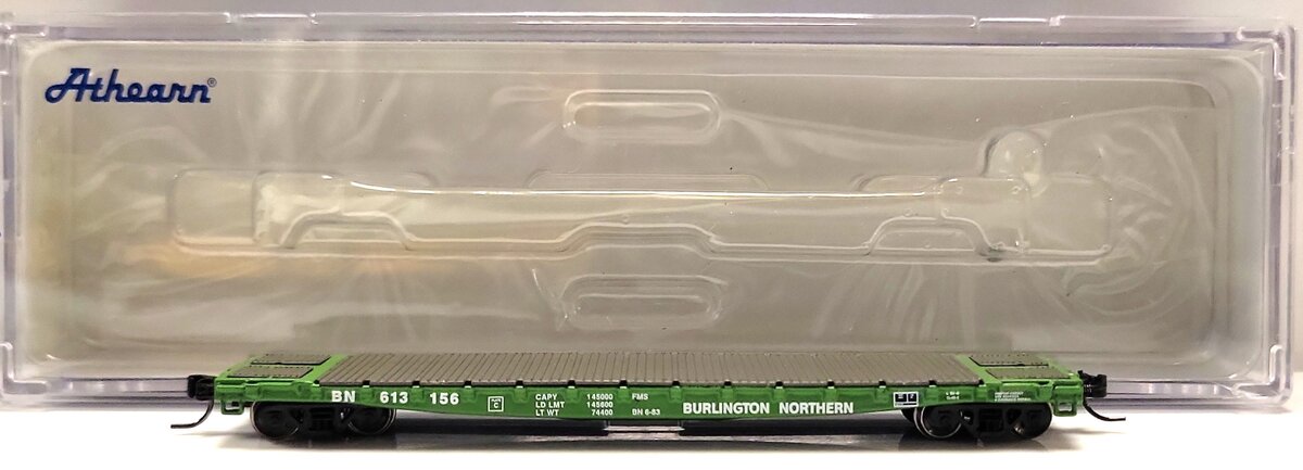 Athearn 24151 N Scale Burlington Northern 53' GSC Flat Car #613156 EX/Box