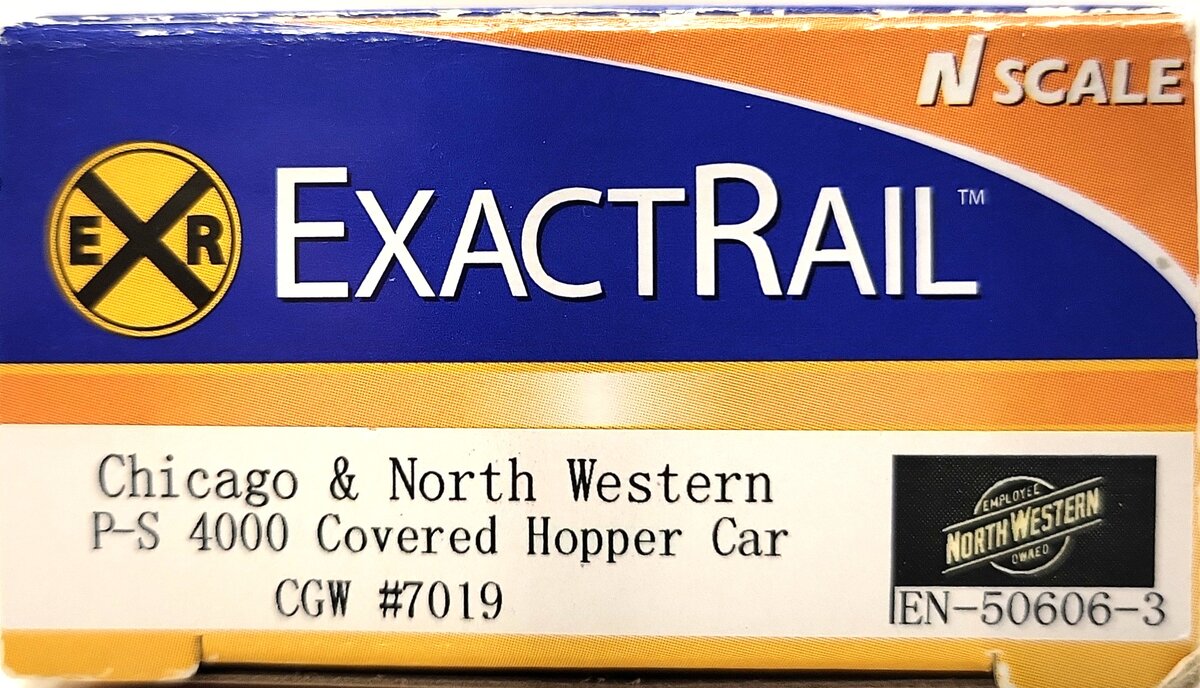 ExactRail EN-50606-3 N Scale Chicago & Northwestern PS 4000 Covered Hopper #7019 LN/Box