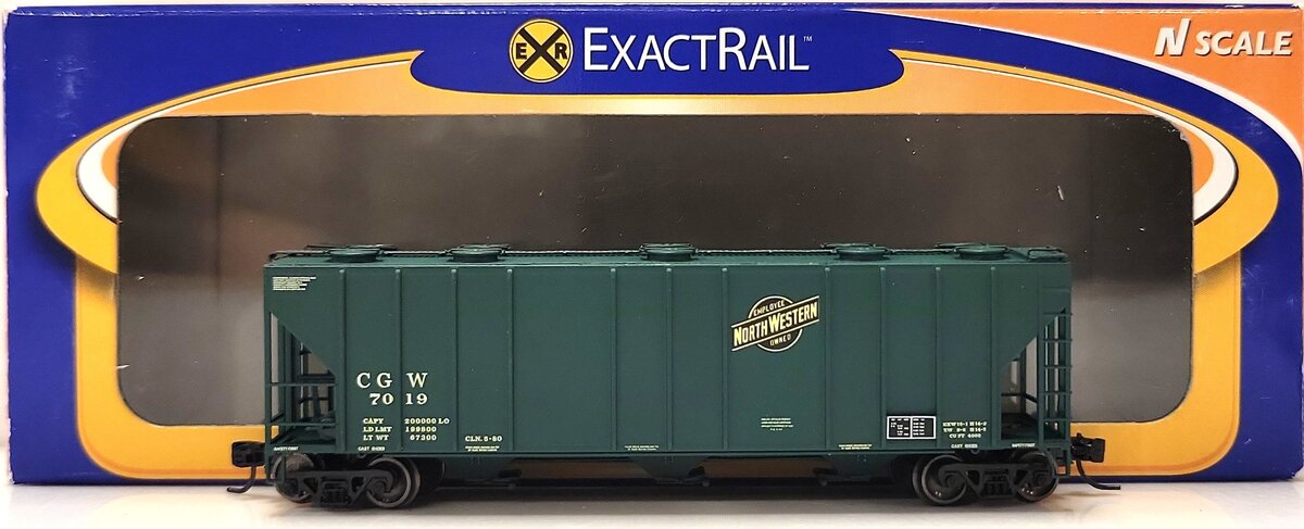 ExactRail EN-50606-3 N Scale Chicago & Northwestern PS 4000 Covered Hopper #7019 LN/Box