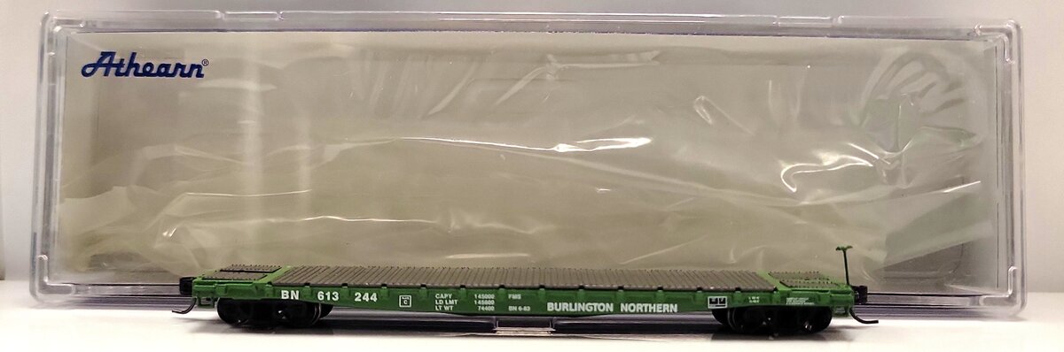Athearn 24152 N Scale Burlington Northern 53' GSC Flat Car #613244 LN/Box