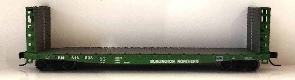 Athearn 24297 N Burlington Northern GSC 53' Bulkhead Flatcar #616038 LN/Box