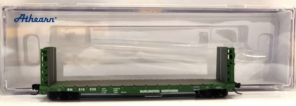 Athearn 24297 N Burlington Northern GSC 53' Bulkhead Flatcar #616038 LN/Box