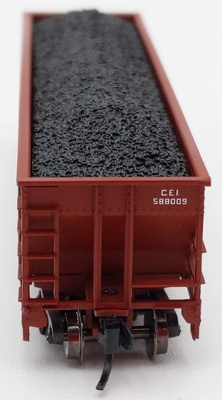 Trainworx Inc 2403-12 N Scale C&EI 100-Ton 4-Bay Quad Hopper Car with Coal Load