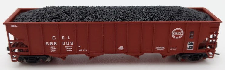Trainworx Inc 2403-12 N Scale C&EI 100-Ton 4-Bay Quad Hopper Car with Coal Load