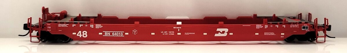 Athearn 12380 N Scale Burlington Northern 48' Husky Stack Well Car #64010 LN/Box