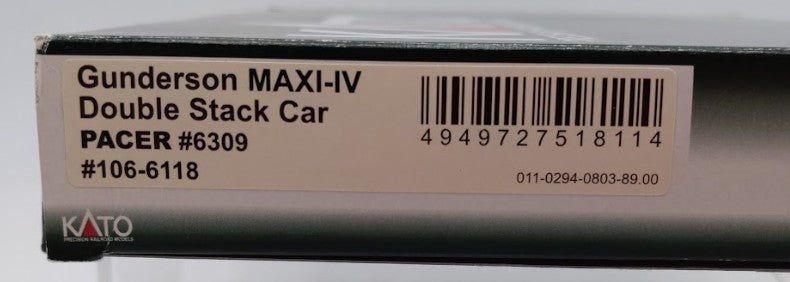 Kato 106-6118 N Scale Pacer MAXI-IV Double Stack Car Set #6309 (Set of 3) EX/Box