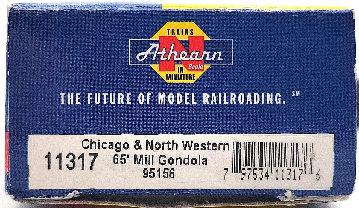 Athearn 11317 N Scale Chicago & North Western 65' Mill Gondola #95156 LN/Box