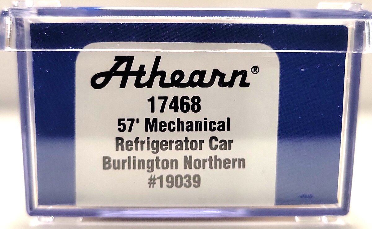 Athearn 17468 N Scale Burlington Northern 57' Mechanical Reefer Car #19039 LN/Box