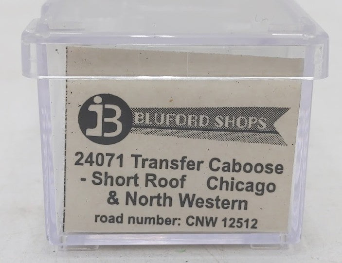 Bluford Shops 24071 N Scale C&NW Short Roof Transfer Caboose #12512 EX/Box