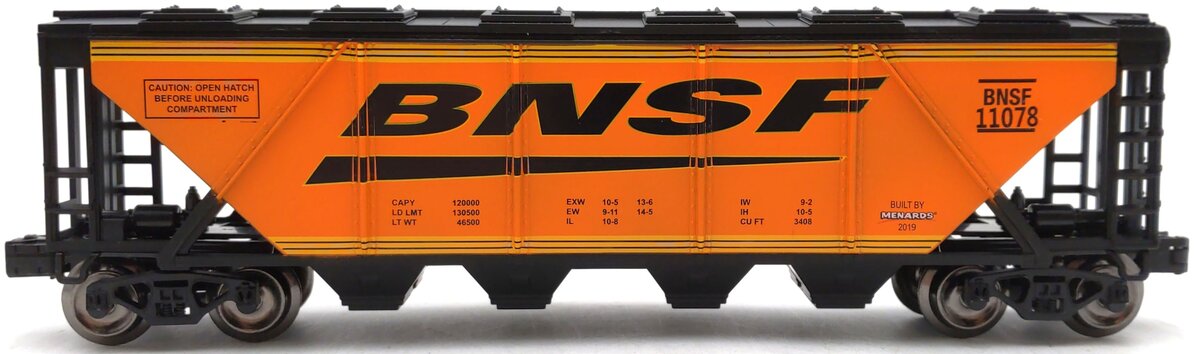 Menards 279-4570 O Gauge BNSF Covered Hopper Car #11078 LN