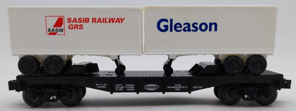 Lionel 6-52114 O Gauge NYC TTOS Flatcar with Gleason & SASIB Trailer EX/Box