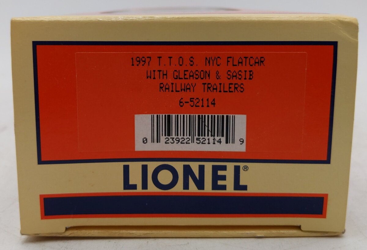 Lionel 6-52114 O Gauge NYC TTOS Flatcar with Gleason & SASIB Trailer EX/Box