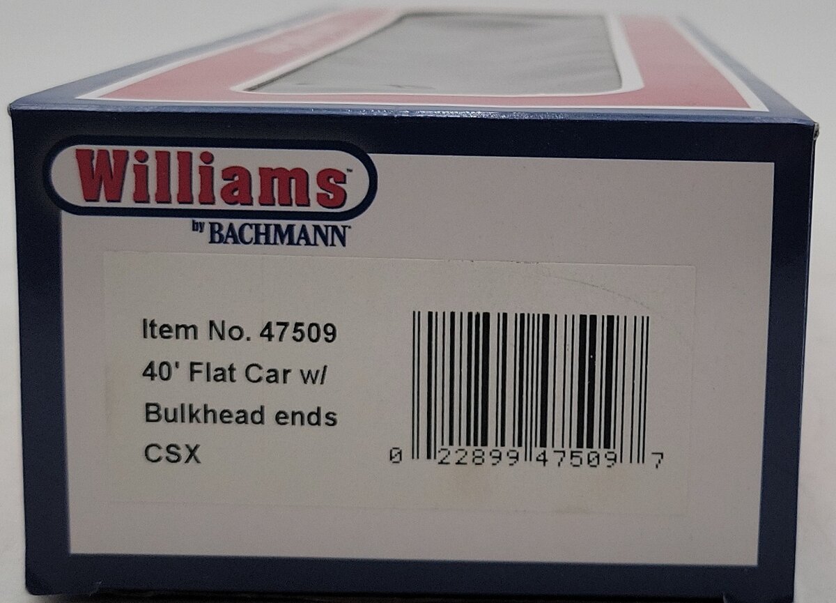 Williams 47509 O Gauge CSX 40' Bulkhead 3-Rail Flatcar LN/Box