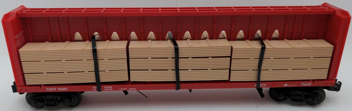 Lionel 6-16381 O Gauge CSXT Center I-Beam Flatcar w/ Wood Load EX/Box