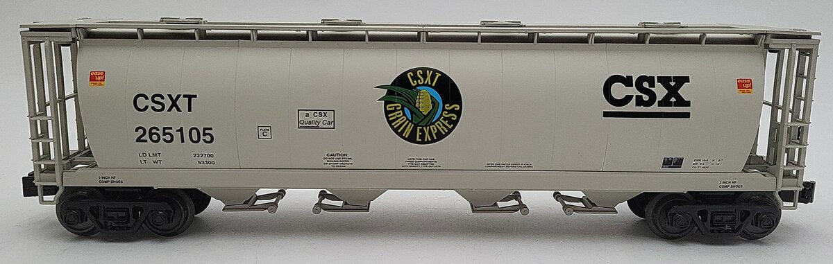 MTH 30-75521 O CSX RailKing 4-Bay Cylindrical Hopper Car #265105 EX/Box